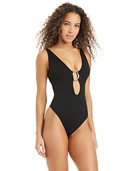 Bar Iii Women's Ring Front Over-The-Shoulder One-Piece Swimsuit, Macy's Exclusive