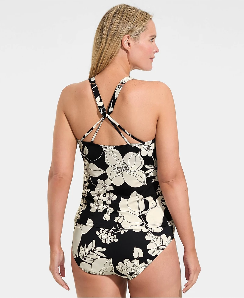 Lands' End Plus Dd-Cup Tugless High Neck Strappy Back Tankini Top