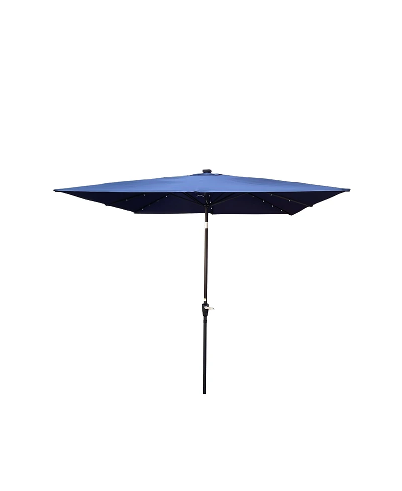 Streamdale Furniture Square Solar Led Patio Umbrella with Crank & Base