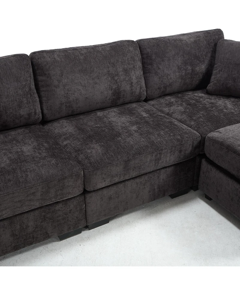 Streamdale Furniture Modern Storage Sofa with Dual Usb, 2 Side Pockets, Ottoman Storage Bench