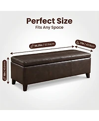 Streamdale Furniture 50.25" Wide Distressed Faux Leather Storage Ottoman Bench