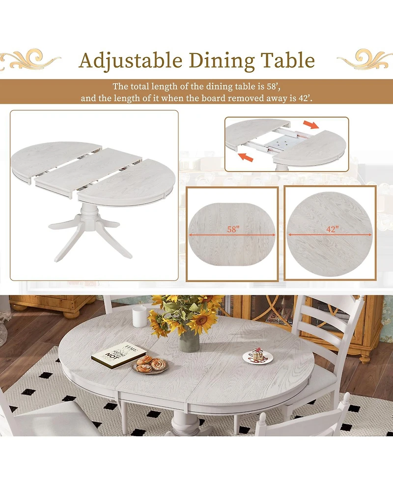 Streamdale Furniture Retro Dining Set with Pedestal Table Base