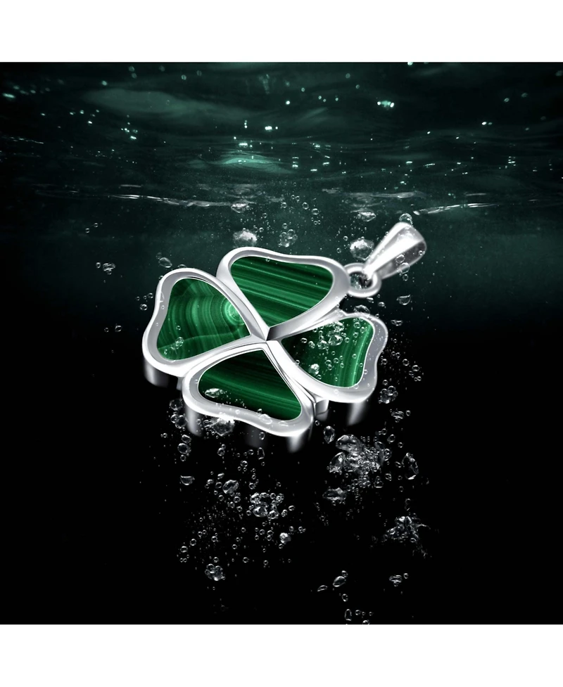 Vincero Men's Clover Pendant – Malachite 21" Chain