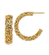 Curata Jewelry Solid 18k Yellow Gold Italian Byzantine Half Hoop Earrings
