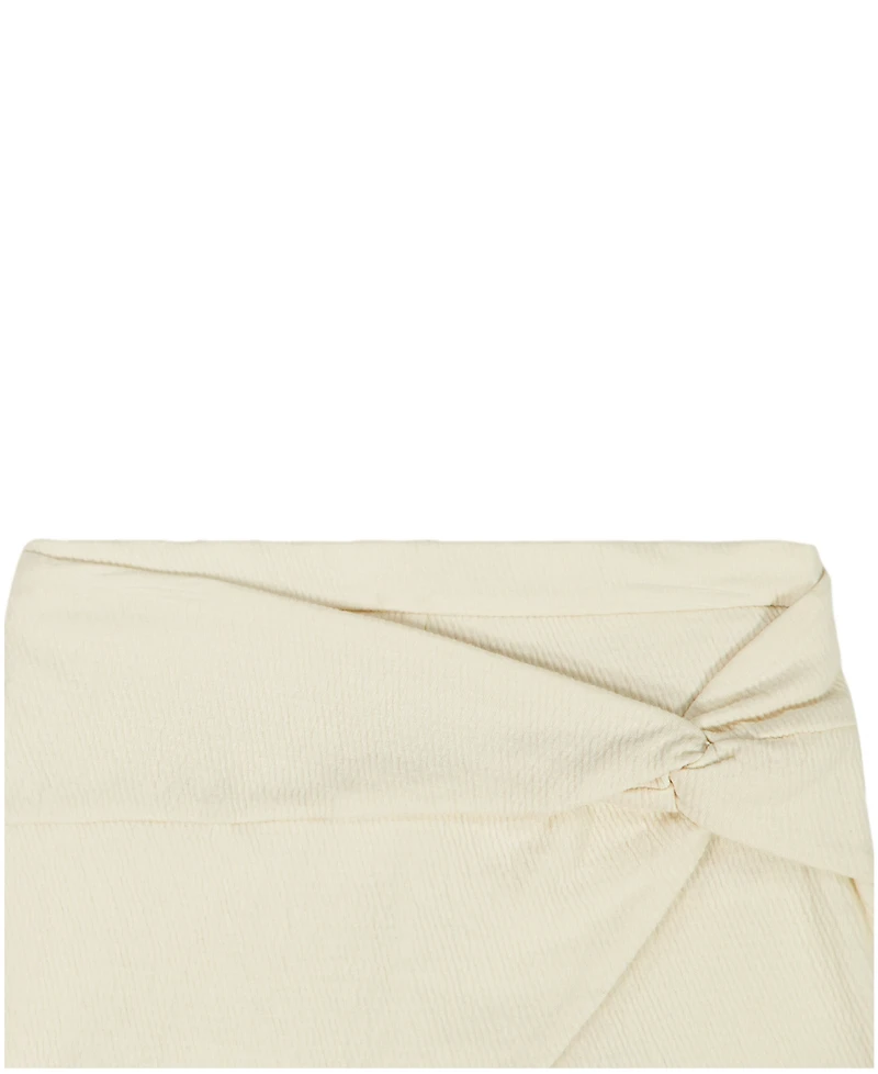 Calvin Klein Girls' 2T-6X Ribbed Logo T-Shirt and Crinkle Knit Wrap-Front Shorts, 2-Piece Set