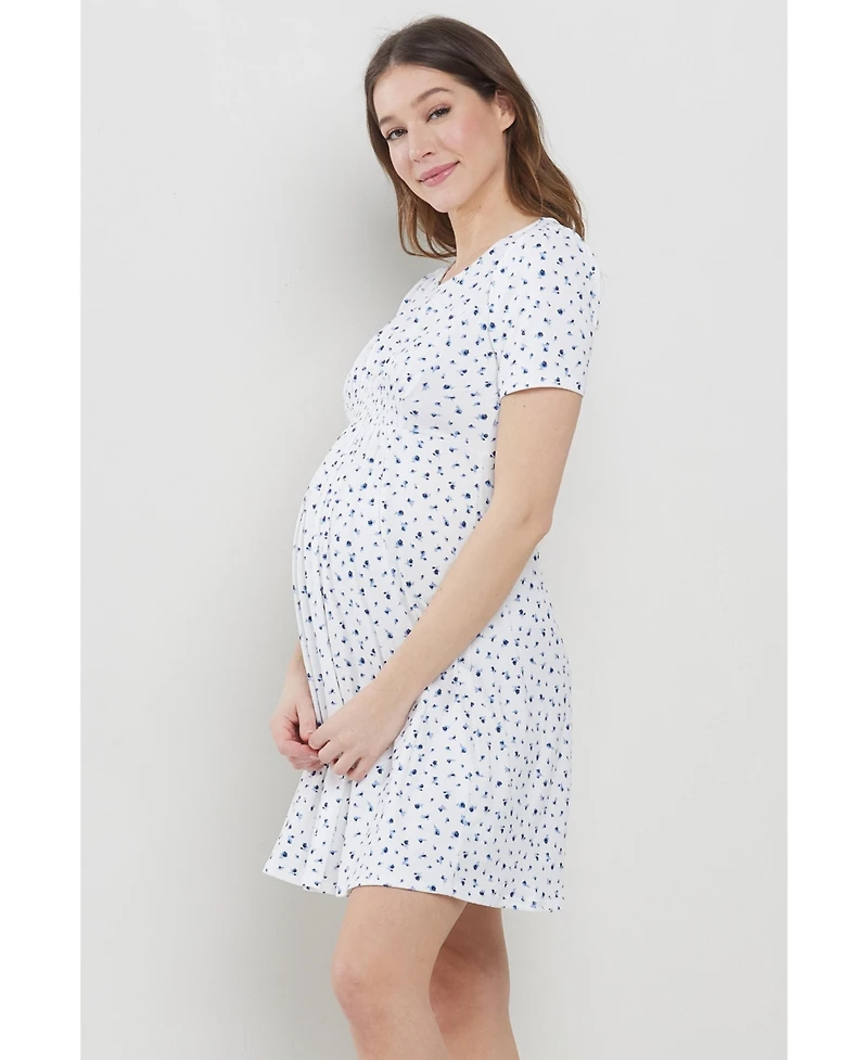 Hello Miz Maternity Floral Empire Waist Short Sleeve Dress