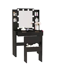Streamdale Furniture Makeup Vanity Desk with Hollywood Bulbs, Charging Station & Stool