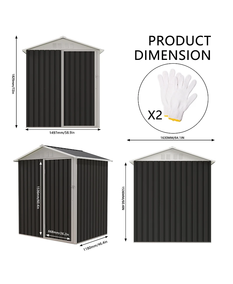Streamdale Furniture Outdoor Storage Shed with Hinge Door for Backyard & Lawn