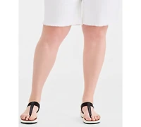 Style & Co Plus Mid-Rise Raw-Edge Bermuda Shorts, Macy's Exclusive