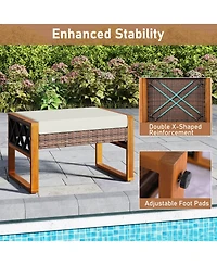 Costway 7 Pcs Patio Pe Wicker Furniture Set with Ottomans Cushions and Tables Chair Couch