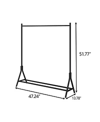 Rainsken A-Frame Metal Clothes Hanger, Multi-Functional Single-Rod Garment Stand, with Adjustable Anti-slip Feet, Bottom Double Pole Storage for Home