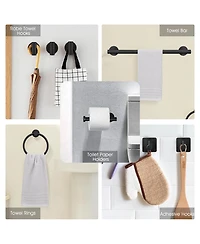 Rainsken 9-Piece Wall-Mounted Bathroom Hardware Accessory Set, Stainless Steel Towel Bar, Towel Ring, Toilet Paper Holder and Robe Hook