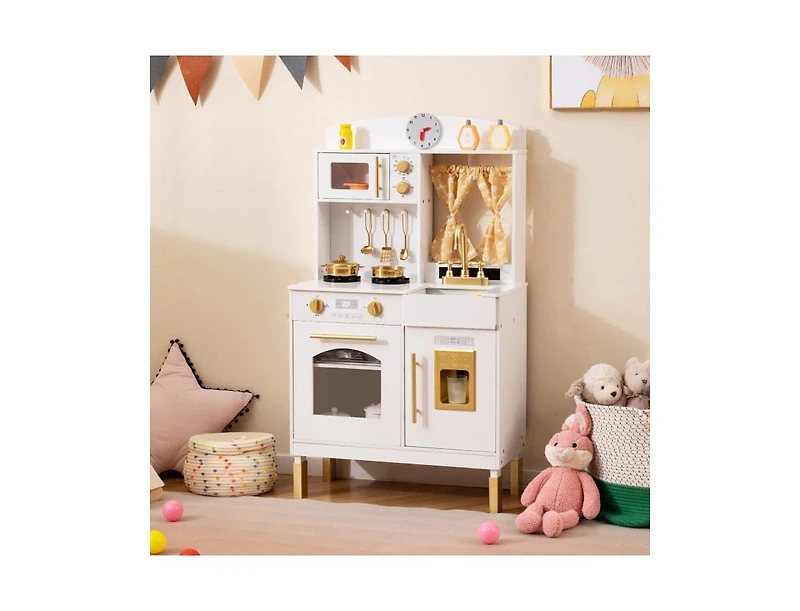 Slickblue Kids Wooden Chef Pretend Play Kitchen with Adjustable Heights