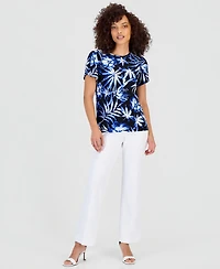 Anne Klein Essentials Petite Printed Tulip-Sleeve Top