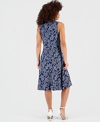 Anne Klein Essentials Petite Printed Sleeveless Midi Dress