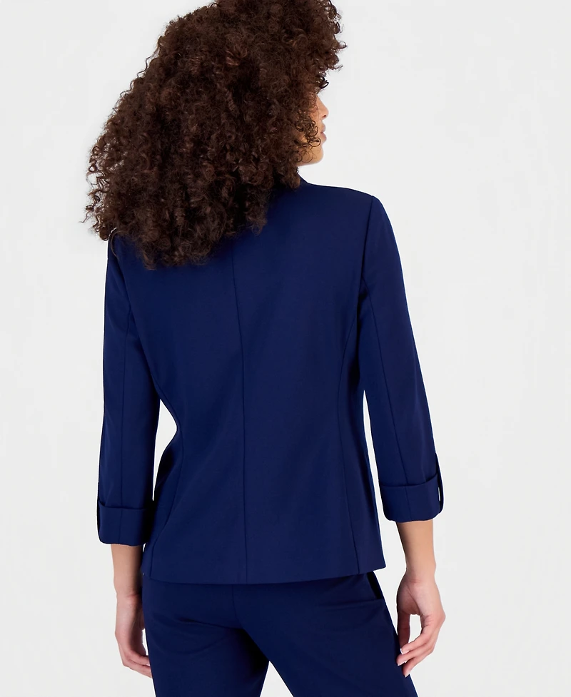 Anne Klein Essentials Petite Roll-Tab-Sleeve One-Button Blazer