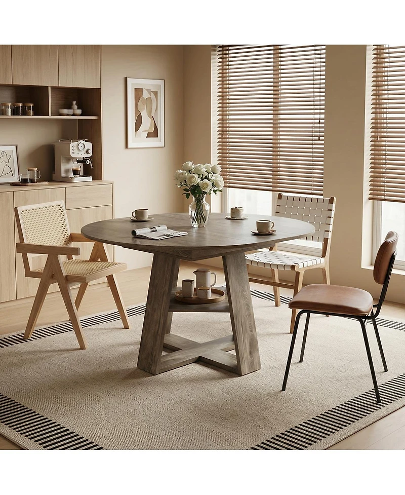 Streamdale Furniture Extendable Round Dining Table for 4-8, Modern Kitchen Oval Table