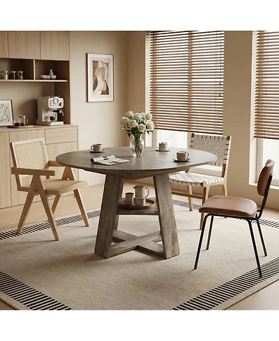 Streamdale Furniture Extendable Round Dining Table for 4-8, Modern Kitchen Oval Table