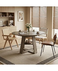 Streamdale Furniture Extendable Round Dining Table for 4-8, Modern Kitchen Oval Table