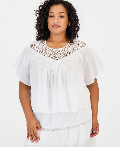 And Now This Trendy Plus Cotton Crocheted Top, Macy's Exclusive