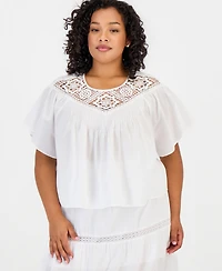 And Now This Trendy Plus Cotton Crocheted Top, Macy's Exclusive