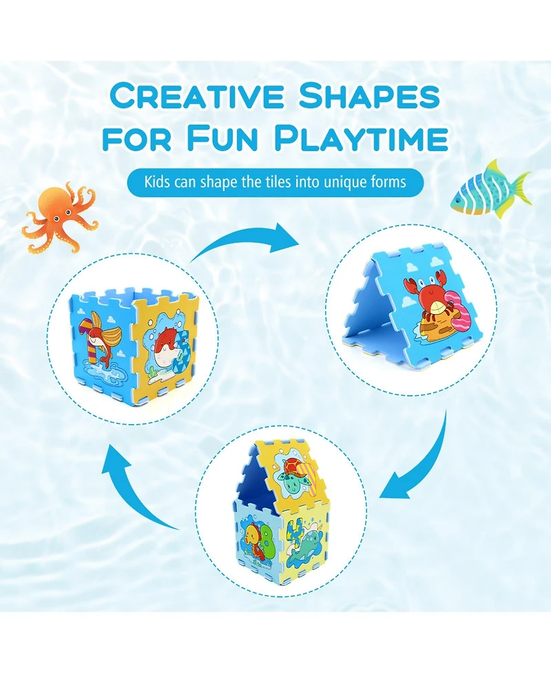 Slickblue 8-Piece Educational Interlocking Baby Play Mat with Animals and Numbers