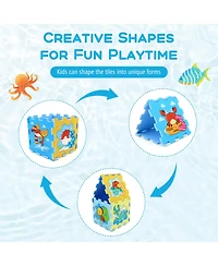 Slickblue 8-Piece Educational Interlocking Baby Play Mat with Animals and Numbers