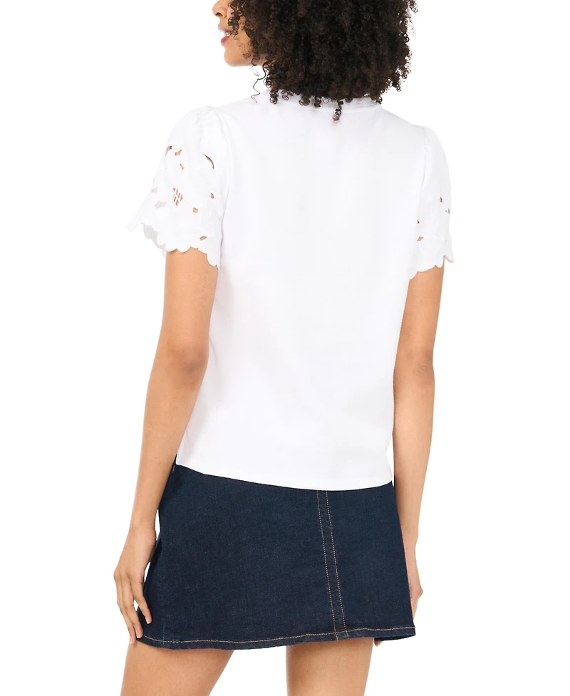 Vince Camuto Women's Embroidered Sleeve T-Shirt