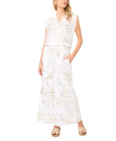 Vince Camuto Womens Metallic Ruffle Sleeve Blouse Wide Leg Pull On Pants