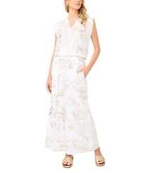 Vince Camuto Womens Metallic Ruffle Sleeve Blouse Wide Leg Pull On Pants