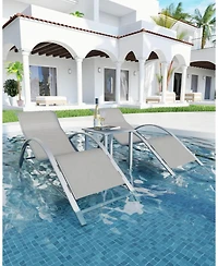 Gaomon Outdoor Chaise Lounge Chairs Set of 3, Heavy-Duty Sunbathing Loungers for Poolside, Backyard