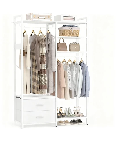 Yigii Reversible Hanging Clothes Rack with Drawers and Shelves