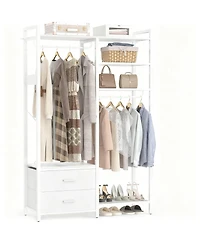 Yigii Reversible Hanging Clothes Rack with Drawers and Shelves