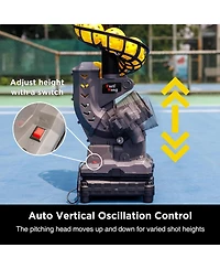Furlihong Automatic Pickleball Machine with Oscillating Base, Adjustable Speed, Battery or Ac Power, and Tripod Compatibility for All Skill Levels
