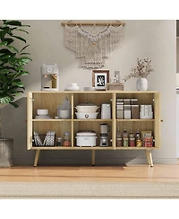 gaomon Rattan Storage Cabinet with 3 Doors