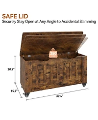 gaomon 39.4" Rolling Wooden Storage Chest
