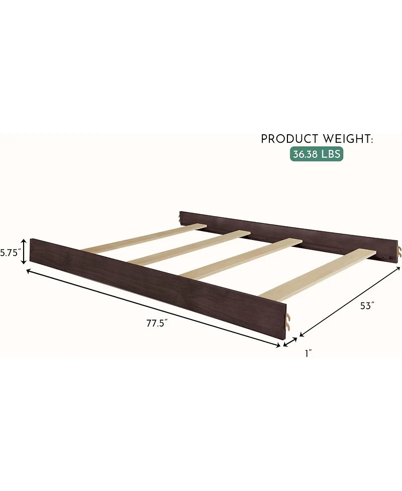 Evolur Atlas Full Size Bed Rails, Durable Hardwood, Child Comfortable, Simple & Secure Installion