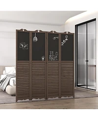Homcom 5.5' 4 Panel Room Divider, Indoor Privacy Screens for Home, Brown