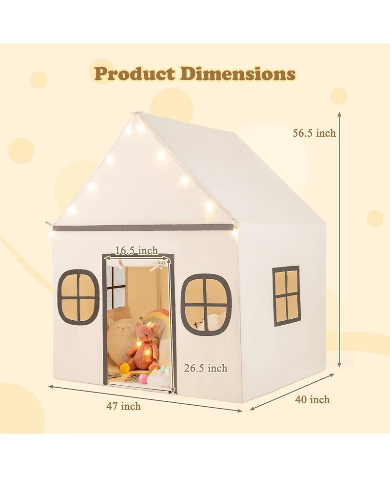 Mecale Kids Large Playhouse Tent with Star Lights, Door Curtain, and Windows, Indoor