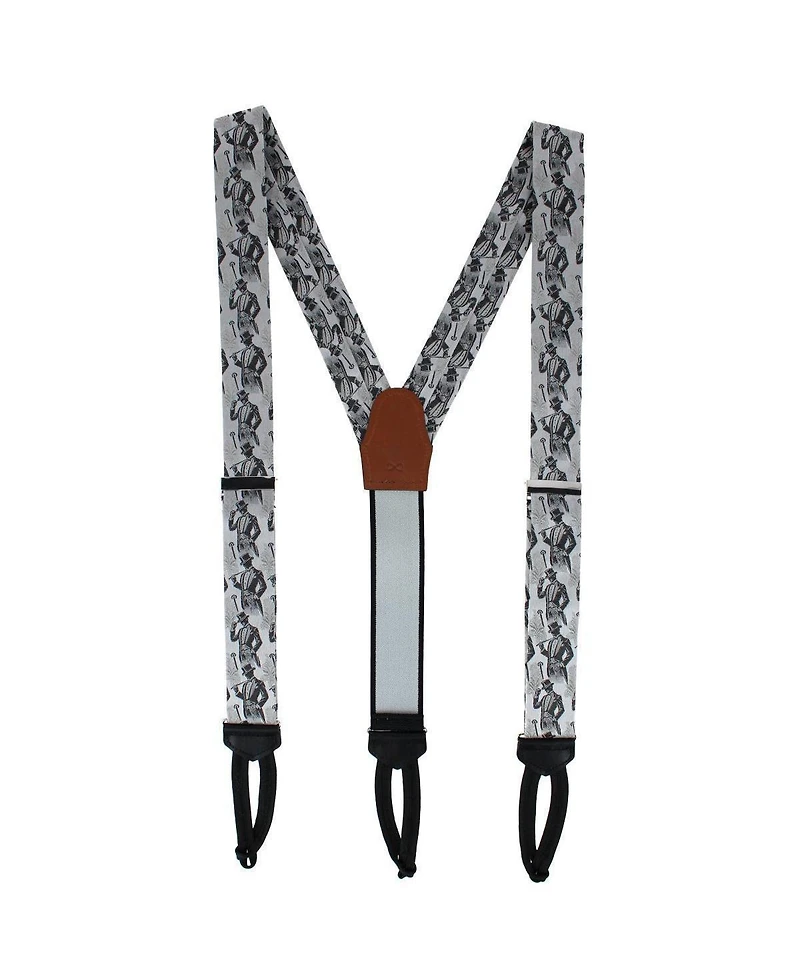 Trafalgar Men's Ambrose Dapper Night Silk Formal End Suspenders and Necktie Set