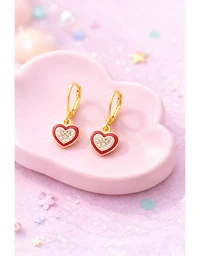 Chanteur Girls 18K Gold Plated Heart Hypoallergenic Earrings with Sterling Silver Lever backs