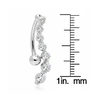 Curata Jewelry Solid 14k Gold 14g Journey Cubic Zirconia S-shape Top Mount Belly Button Ring