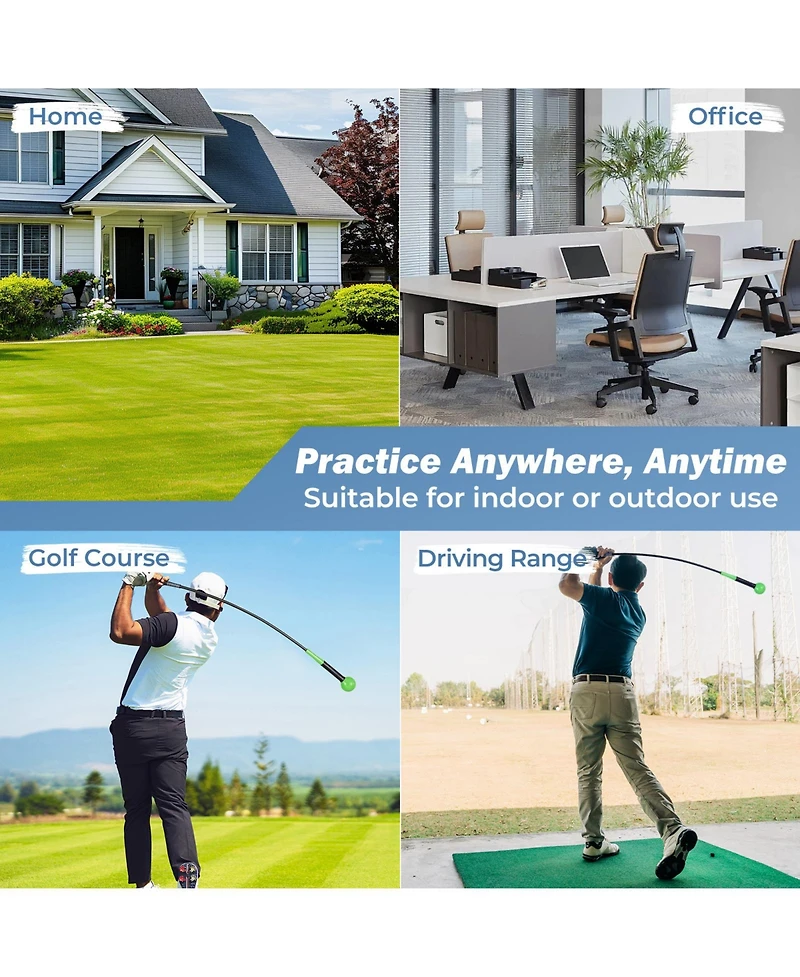 Mecale Golf Swing Trainer Stick with Weighted Head, 47"/40"/31.5" Practice Aid