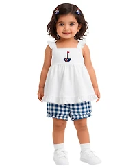 Sperry Baby Girls' Ruffle-Straps Tank Top & Shorts with Hairclip, 2-Piece Set