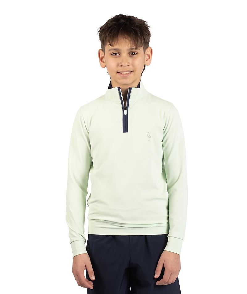 TailorByrd Boys Micro Grid Textured Performance Quarter Zip