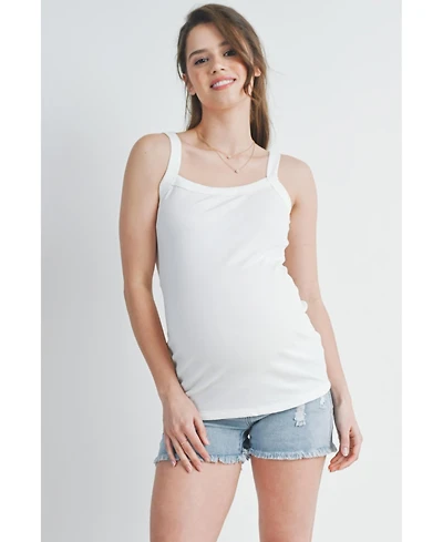 Hello Miz Maternity Ribbed Square Neck Sleeveless Tank Top