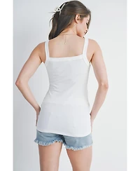 Hello Miz Maternity Ribbed Square Neck Sleeveless Tank Top