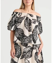 Ellen Tracy Women's Off the Shoulder Top with Puff Sleeves