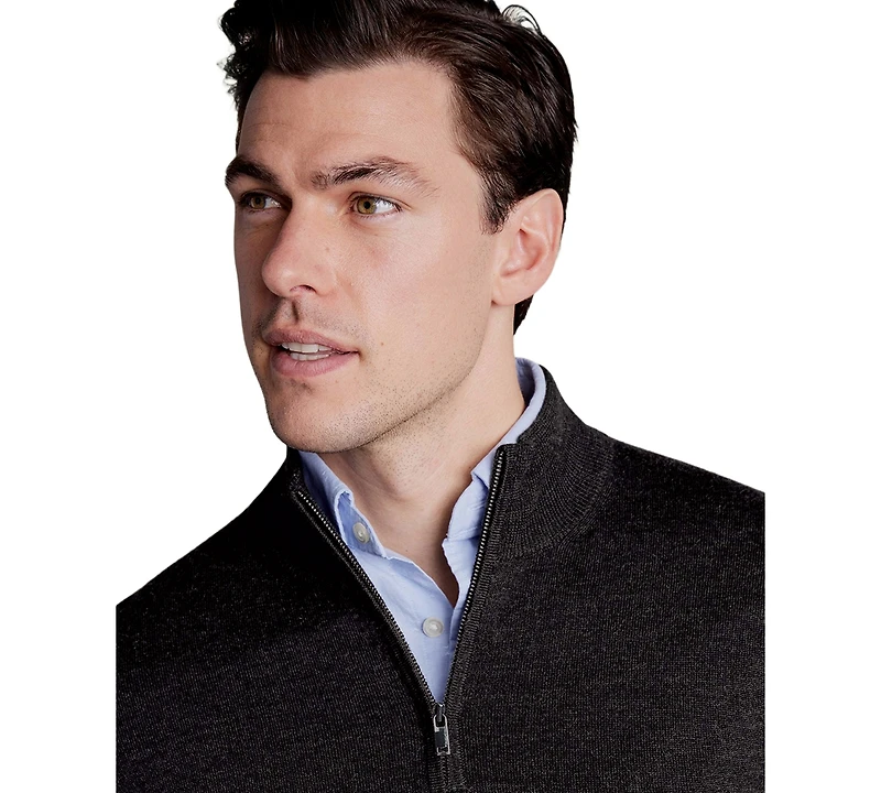Charles Tyrwhitt Men's Long Sleeve Quarter-Zip Merino Wool Sweater