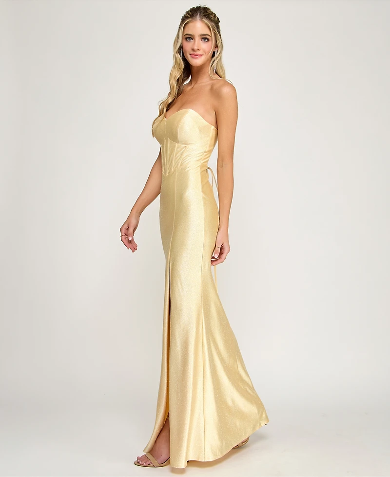 Emerald Sundae Juniors' Strapless Corset Gown